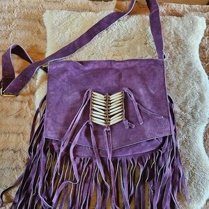 Raj Purple Fringe Crossbody Bag